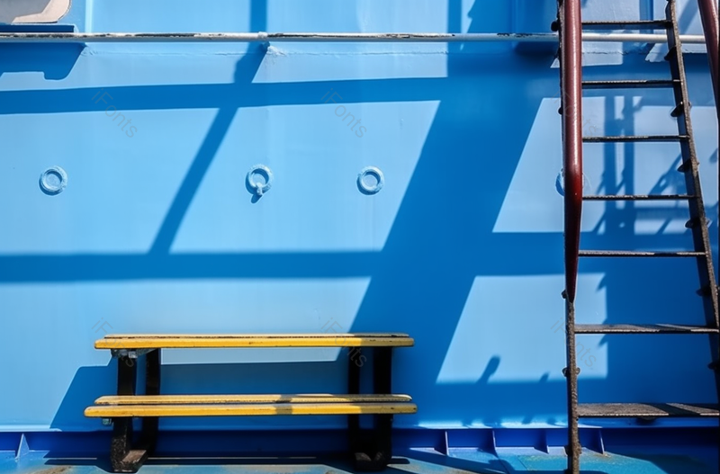 墙上的金属楼梯和休息座椅,高清,摄影图,摄影图片,图片大全,摄影图免费下载